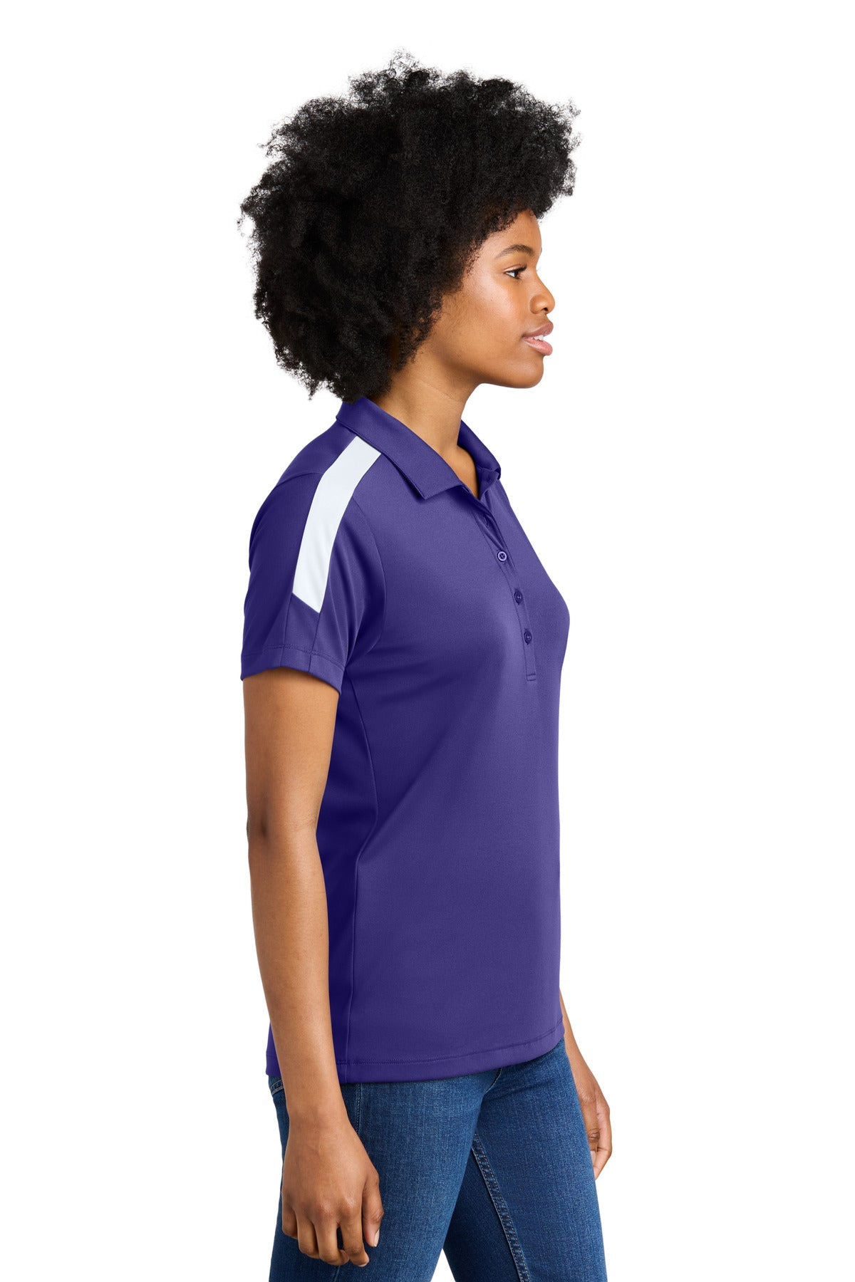 Purple/Wh Sport-Tek Women's Competitor United Polo LST104