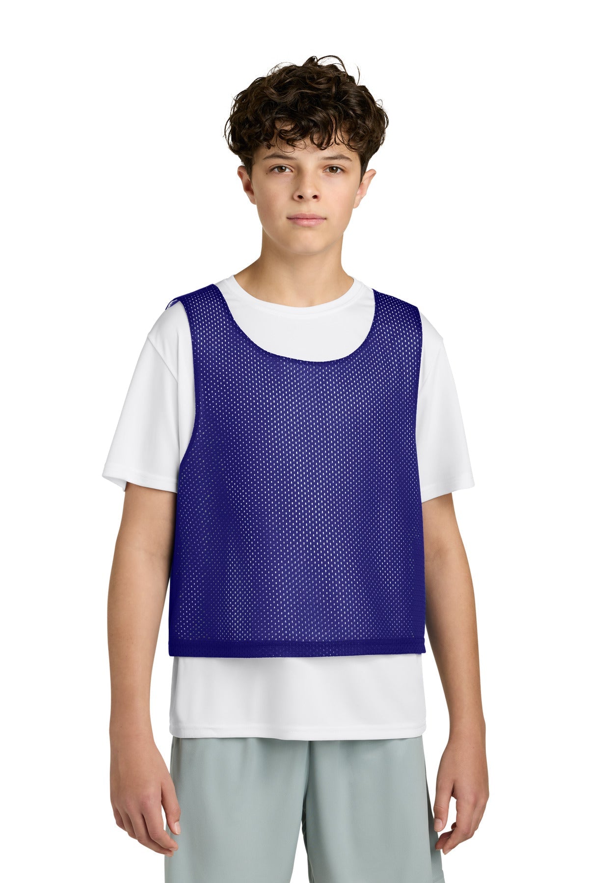 Purple/Wh Sport-Tek Youth Lacrosse Reversible Pinnie YST512