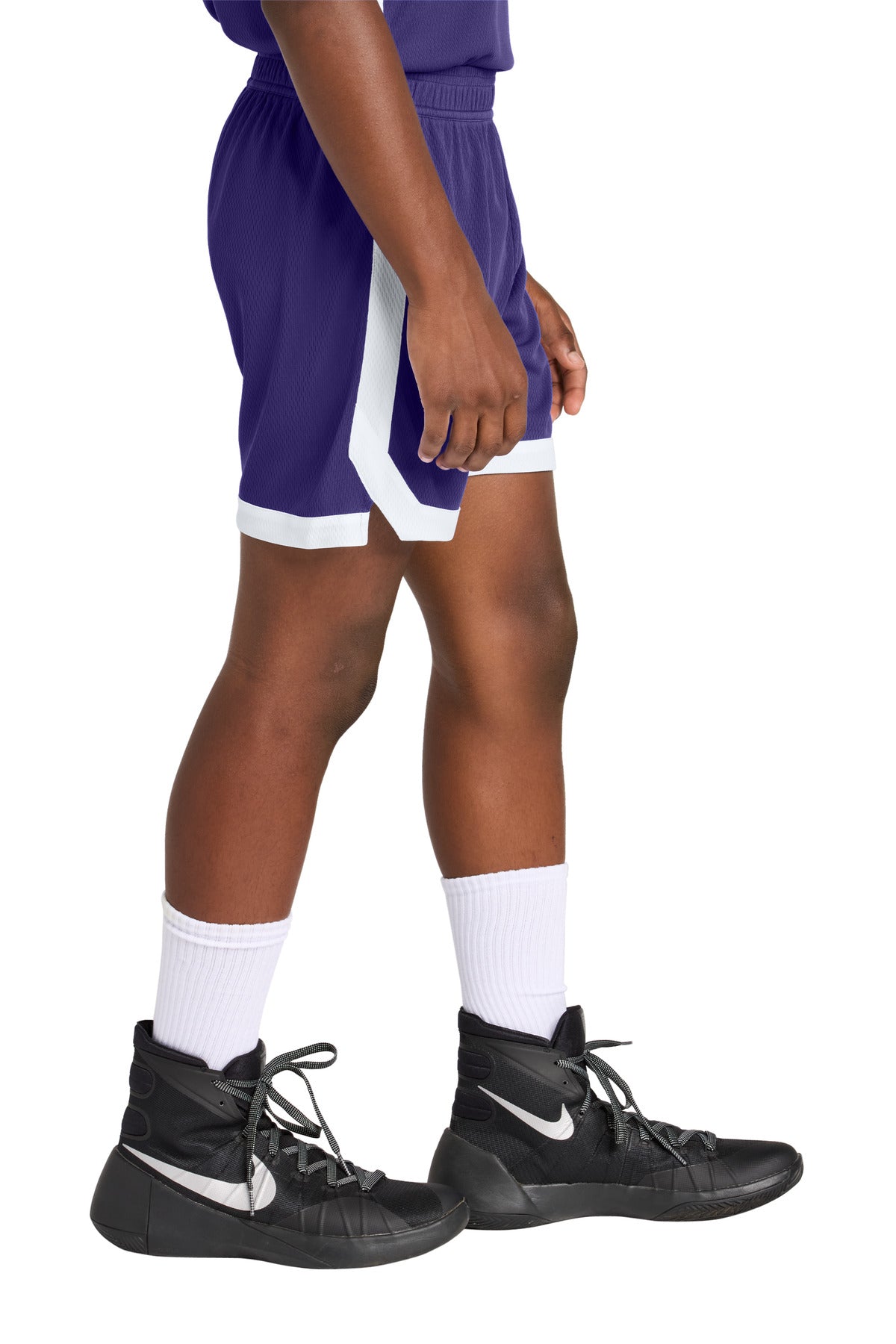 Purple/Wh Sport-Tek Youth Rival Basketball 5" Short YST901