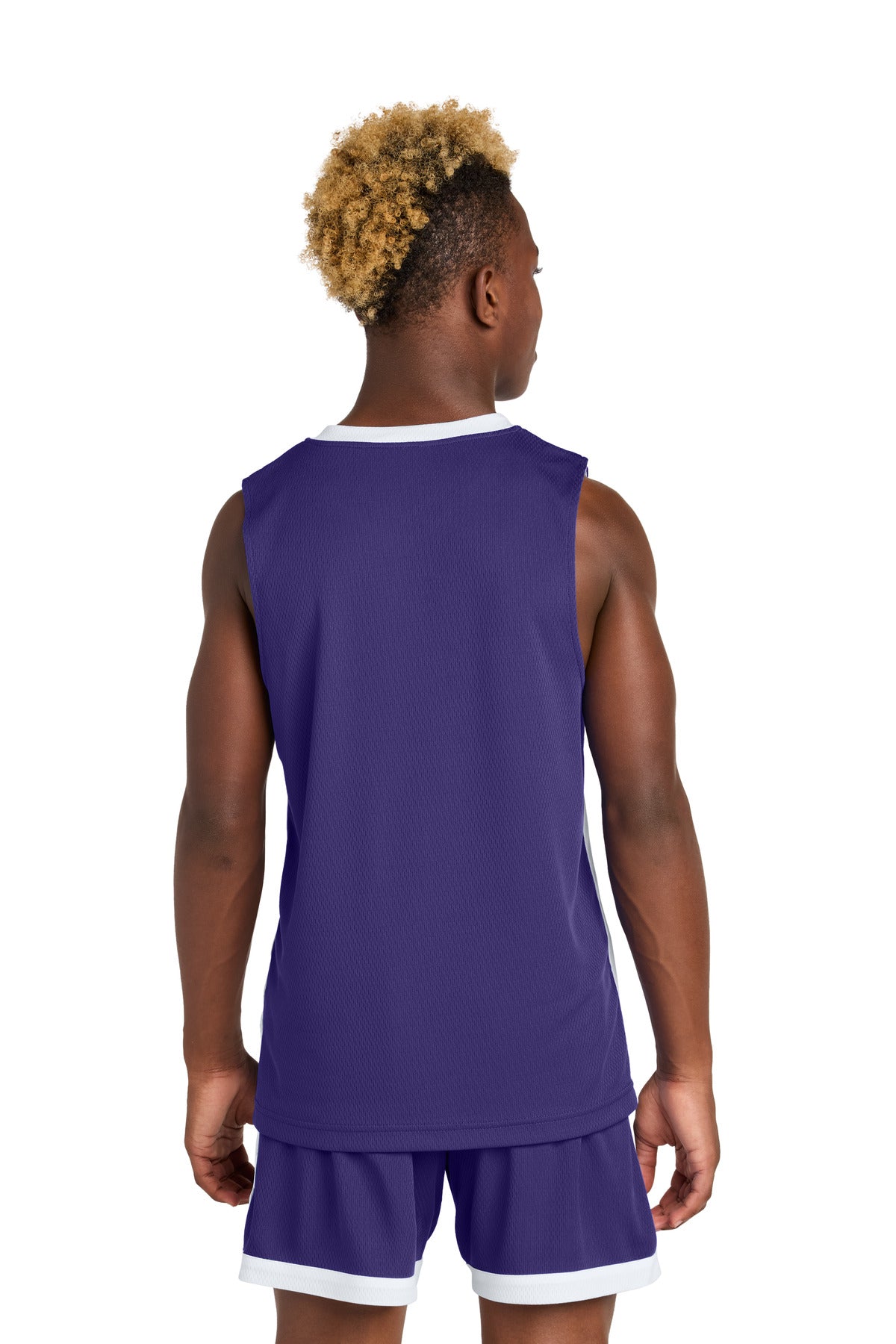 Purple/Wh Sport-Tek Youth Rival Basketball Rev Jersey YST900