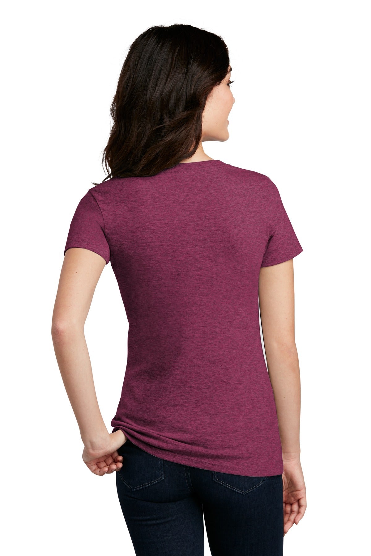 Raspberry Flck District Women's Perfect Blend CVC V-Neck Tee. DM1190L