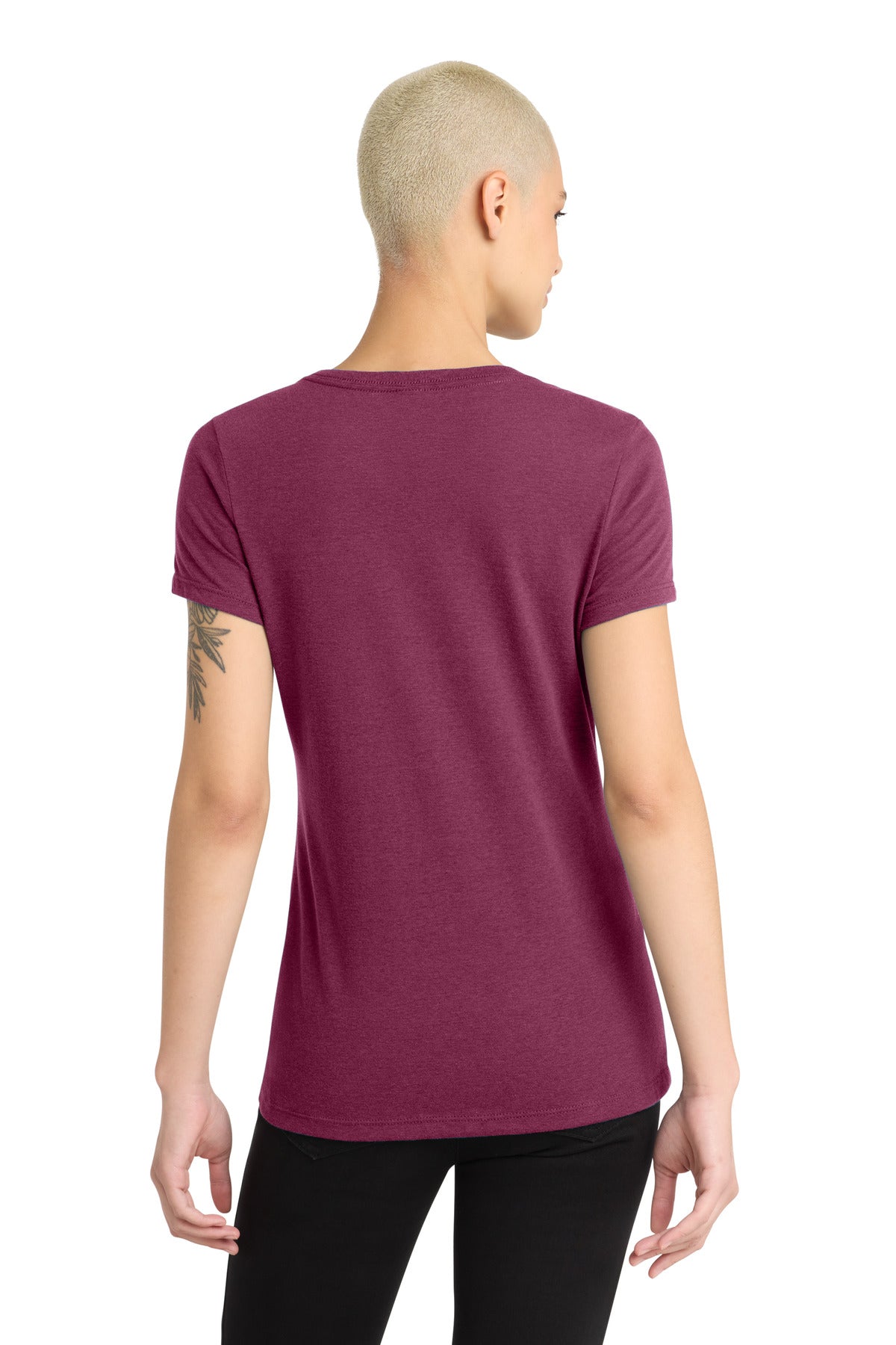Raspberry Flck District Women's Perfect Blend CVC V-Neck Tee. DM1190L