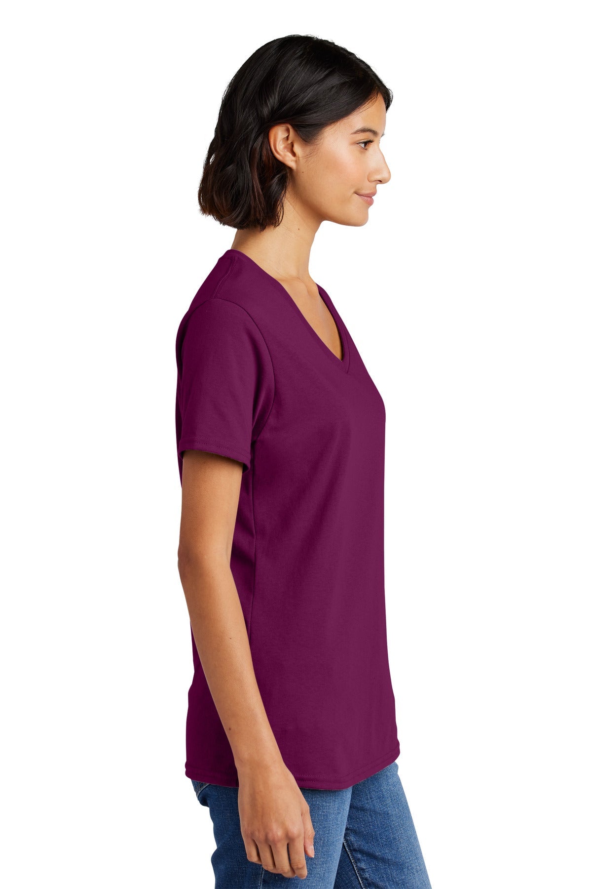 Raspberry Port & Co Women's Core Cotton V-Neck Tee. LPC54V