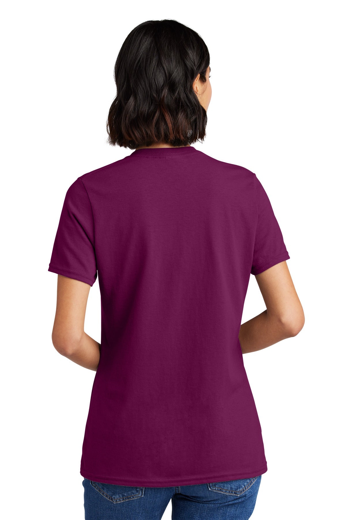 Raspberry Port & Co Women's Core Cotton V-Neck Tee. LPC54V