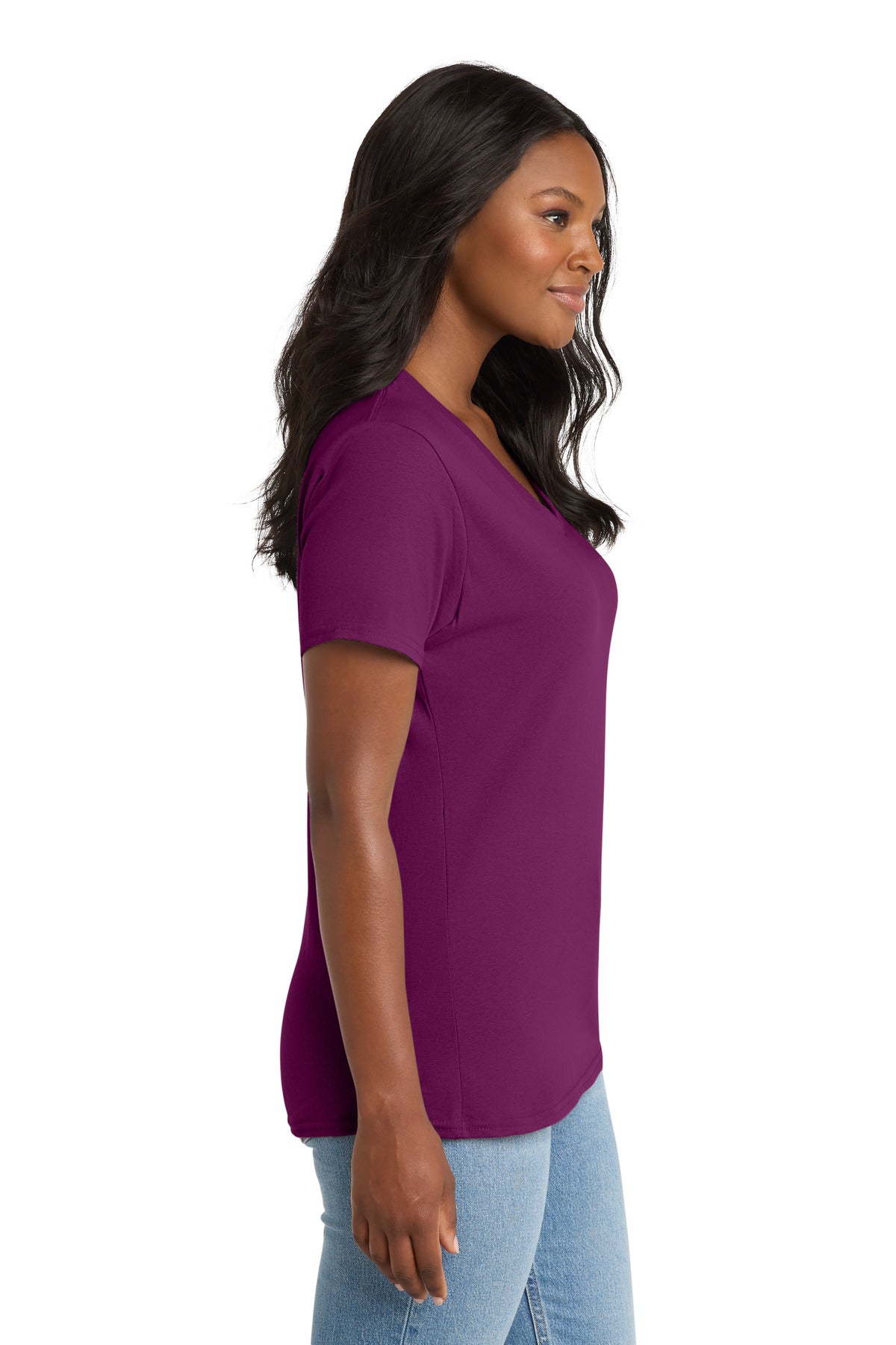 Raspberry Port & Co Women's Core Cotton V-Neck Tee. LPC54V