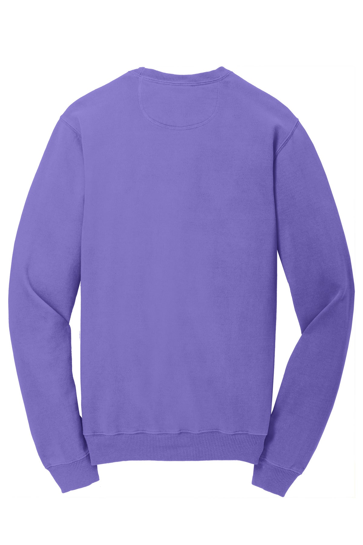Rear View of Amethyst Port & Co Beach Wash Garment-Dyed Crewneck Sweatshirt PC098