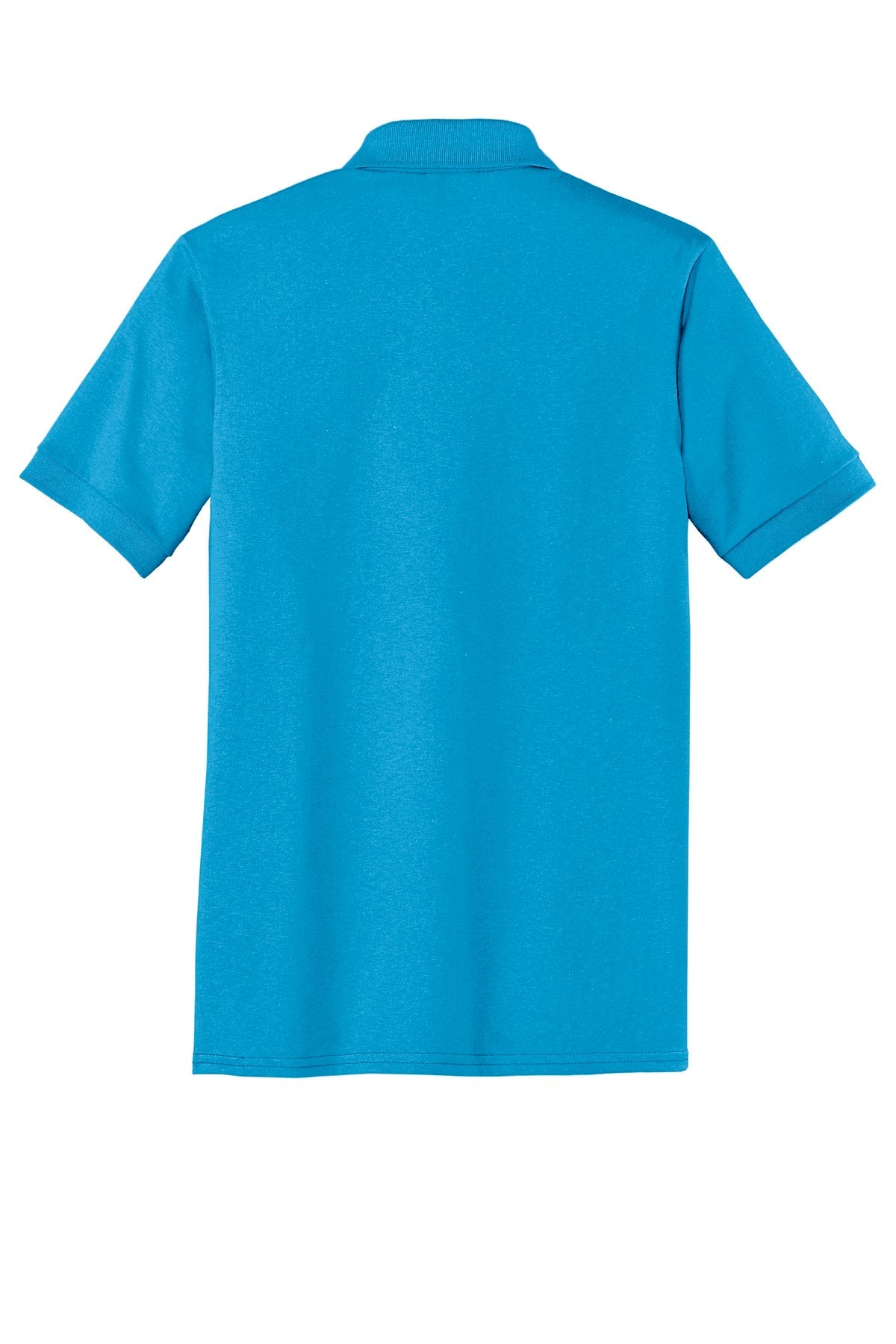 Rear View of Aquatic Blue Port & Co Core Blend Jersey Knit Polo. KP55