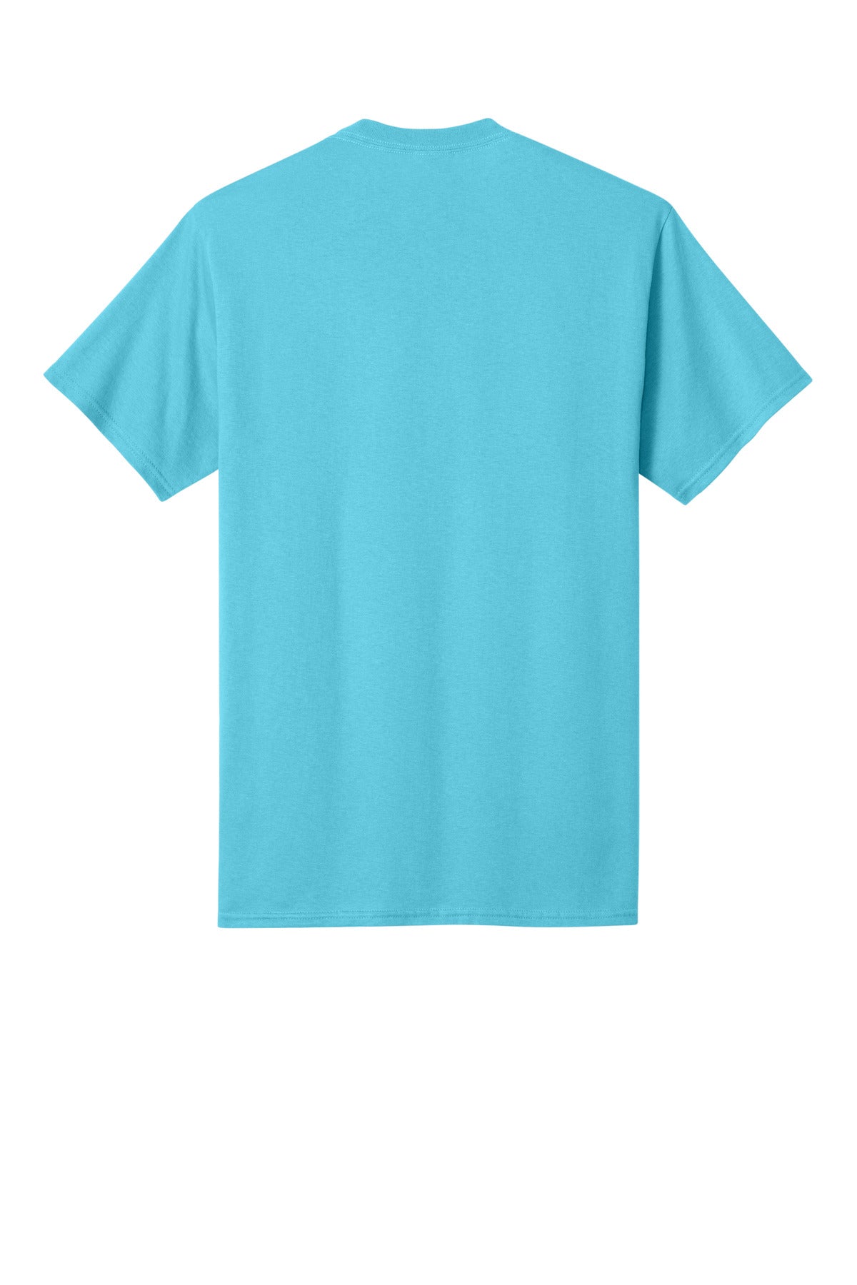 Rear View of Aquatic Blue Port & Co Core Cotton Tee. PC54