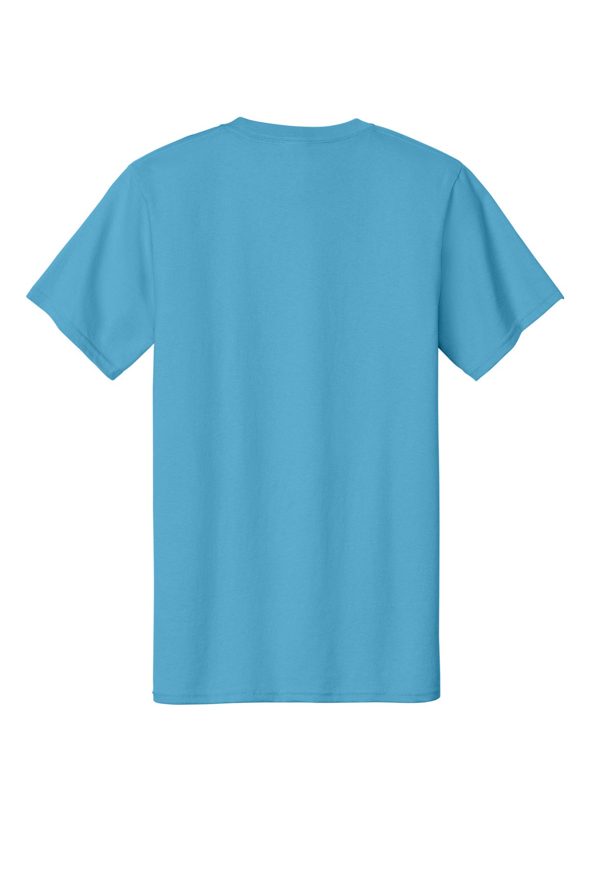 Rear View of Aquatic Blue Port & Co Essential Tee. PC61