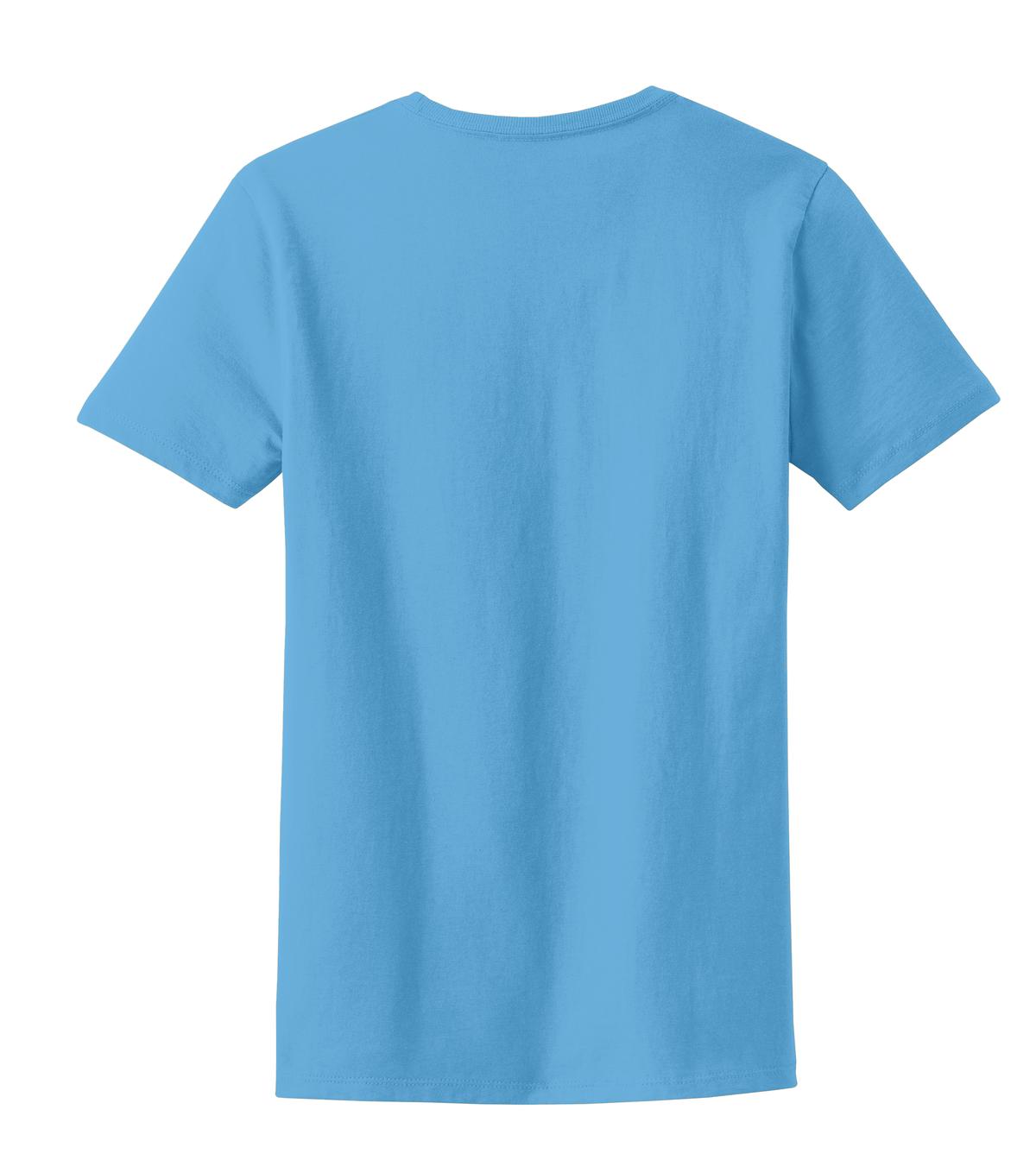 Rear View of Aquatic Blue Port & Co Women's Essential Tee. LPC61