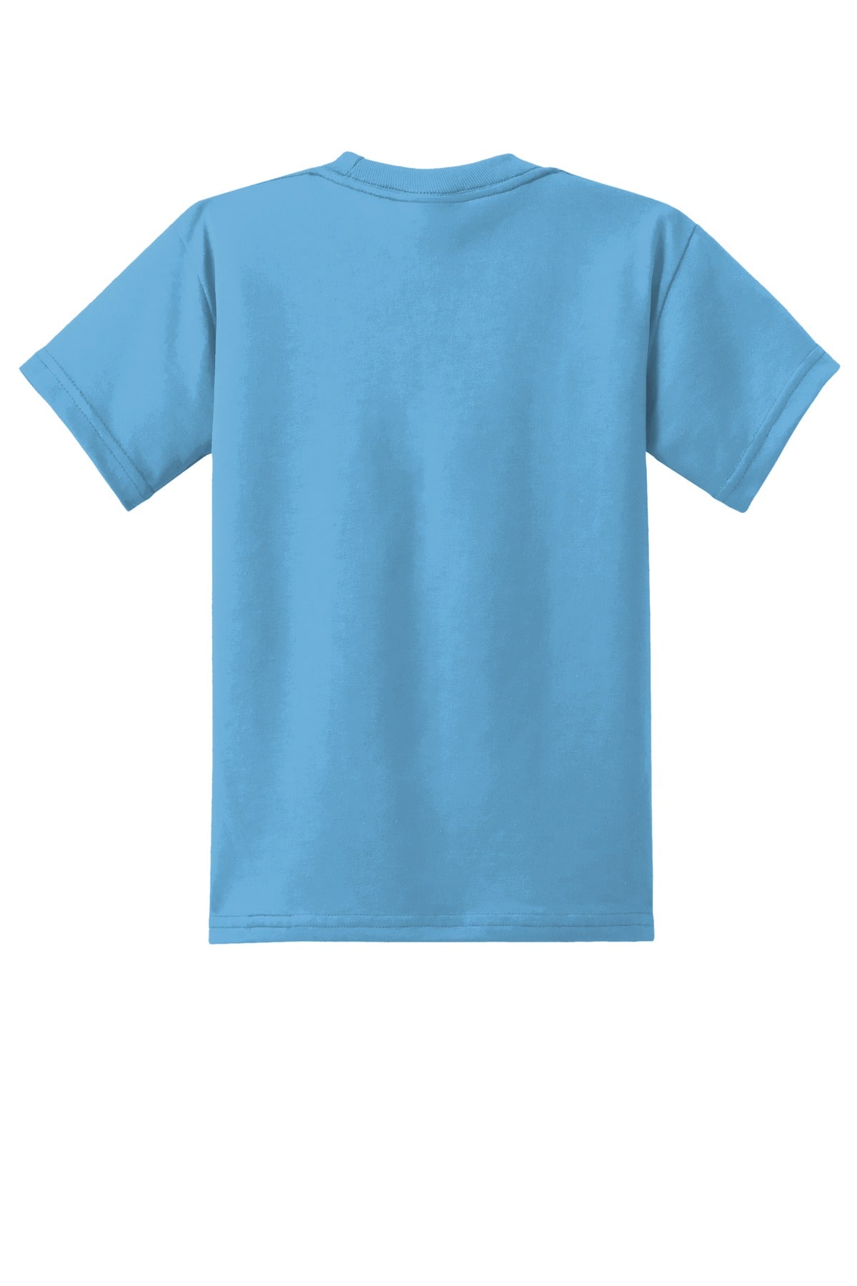 Rear View of Aquatic Blue Port & Co Youth Core Blend Tee. PC55Y