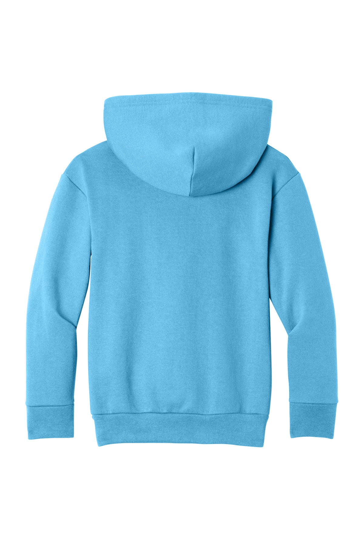 Rear View of AquaticBl Port & Co Youth Easy Fleece Pullover Hooded Sweatshirt PC68YH