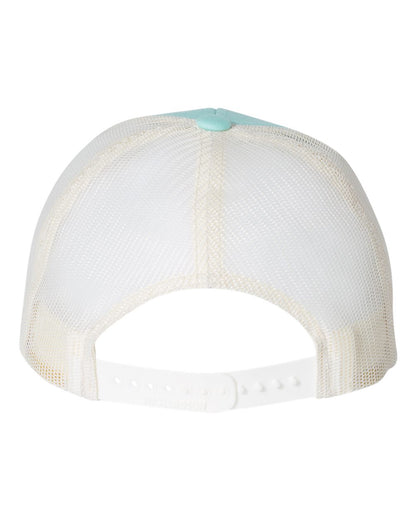 Rear View of Aruba Blue/ Birch Low Pro Trucker Cap - 115