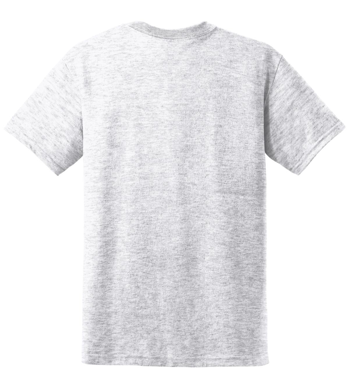 Rear View of Ash Gildan DryBlend 50 Cotton/50 Poly T-Shirt. 8000