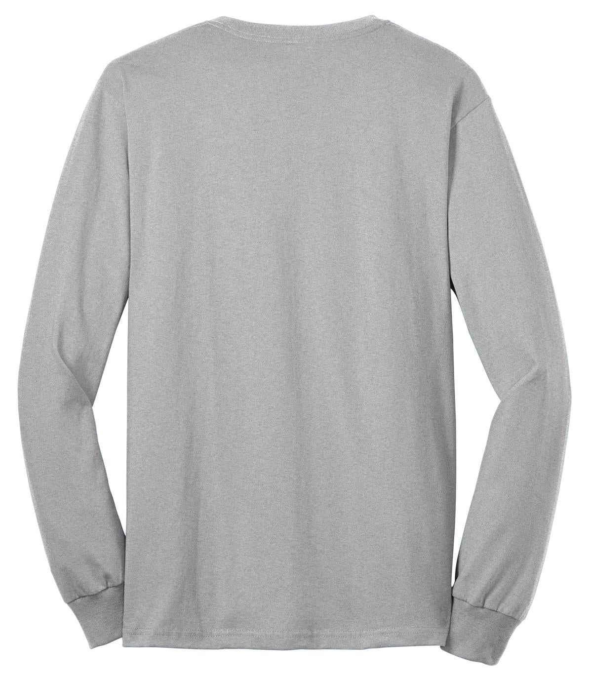 Rear View of Ash Port & Co Long Sleeve Core Blend Tee. PC55LS