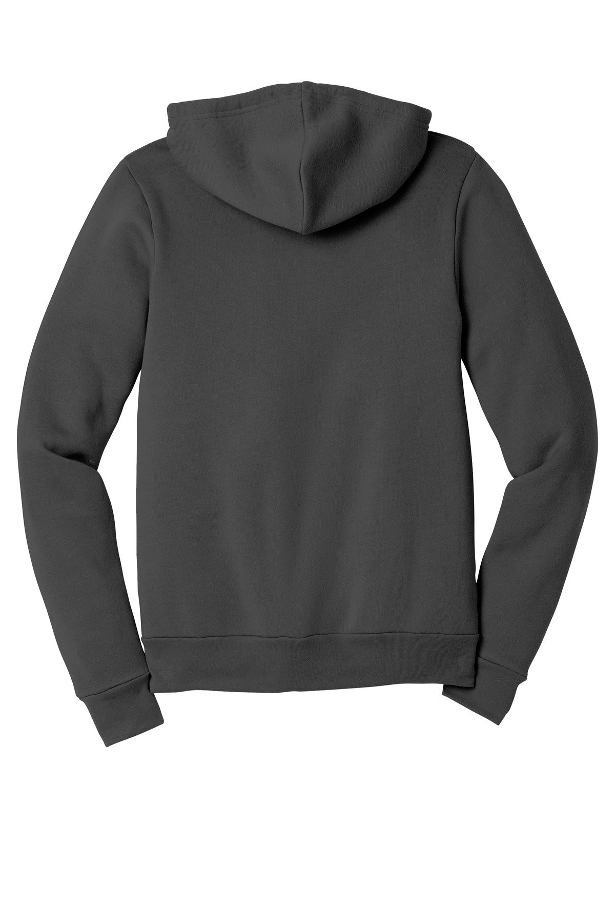 Rear View of Asphalt BELLA+CANVAS Unisex Sponge Fleece Full-Zip Hoodie. BC3739
