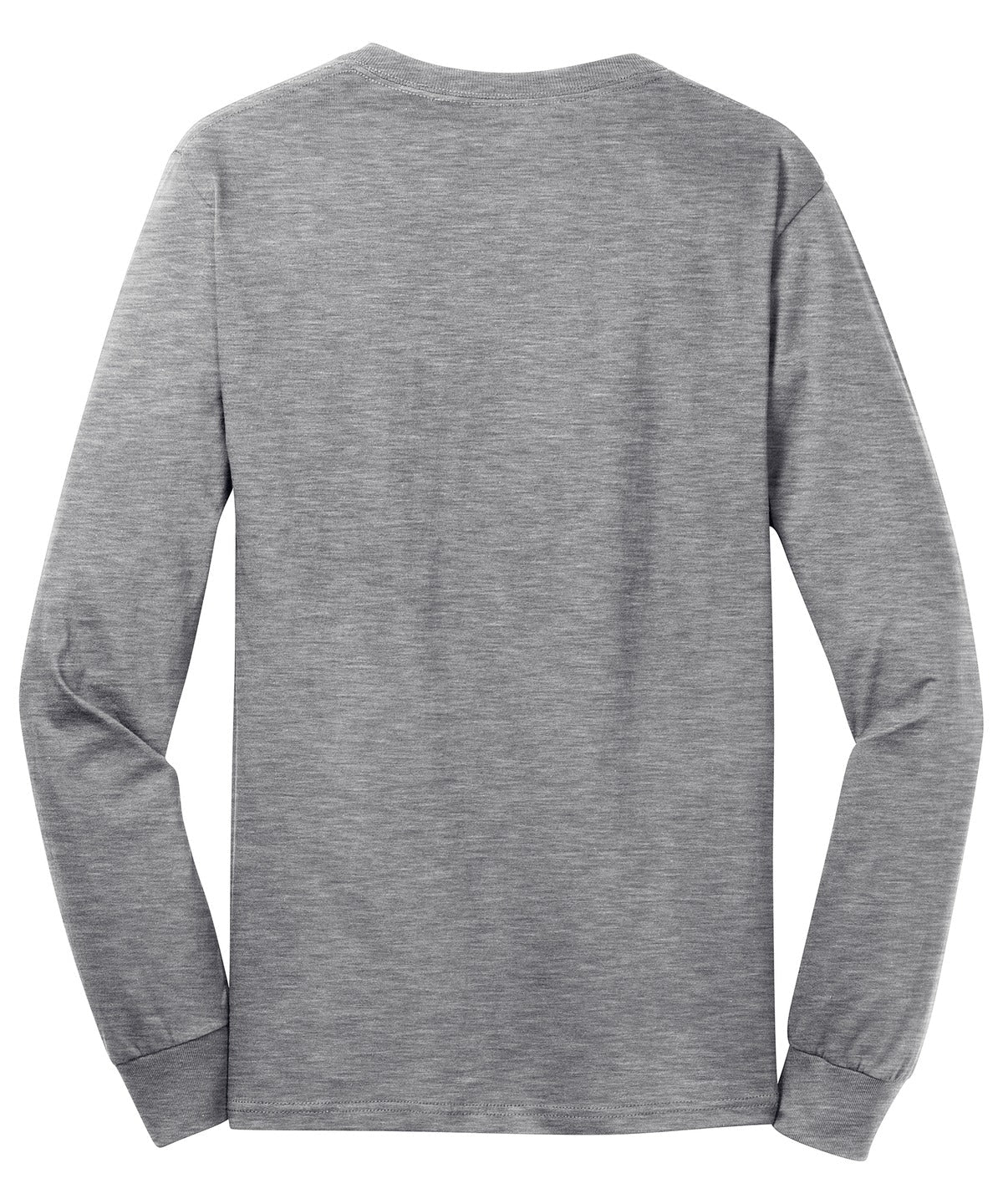 Rear View of Ath Heather Port & Co Long Sleeve Core Cotton Tee. PC54LS
