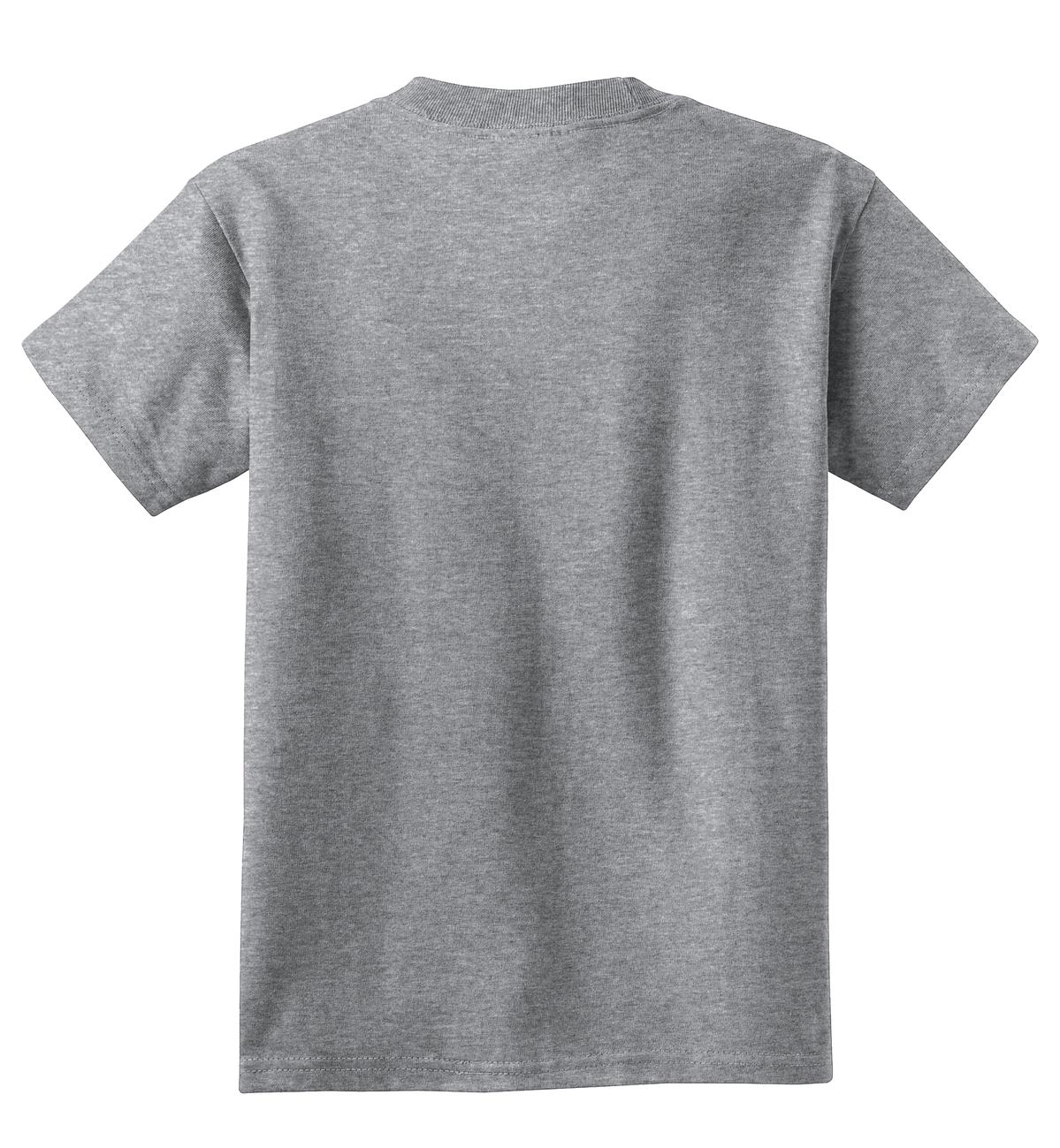 Rear View of Ath Heather Port & Co Youth Core Cotton Tee. PC54Y