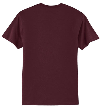 Rear View of Ath Maroon Port & Co Core Blend Tee. PC55
