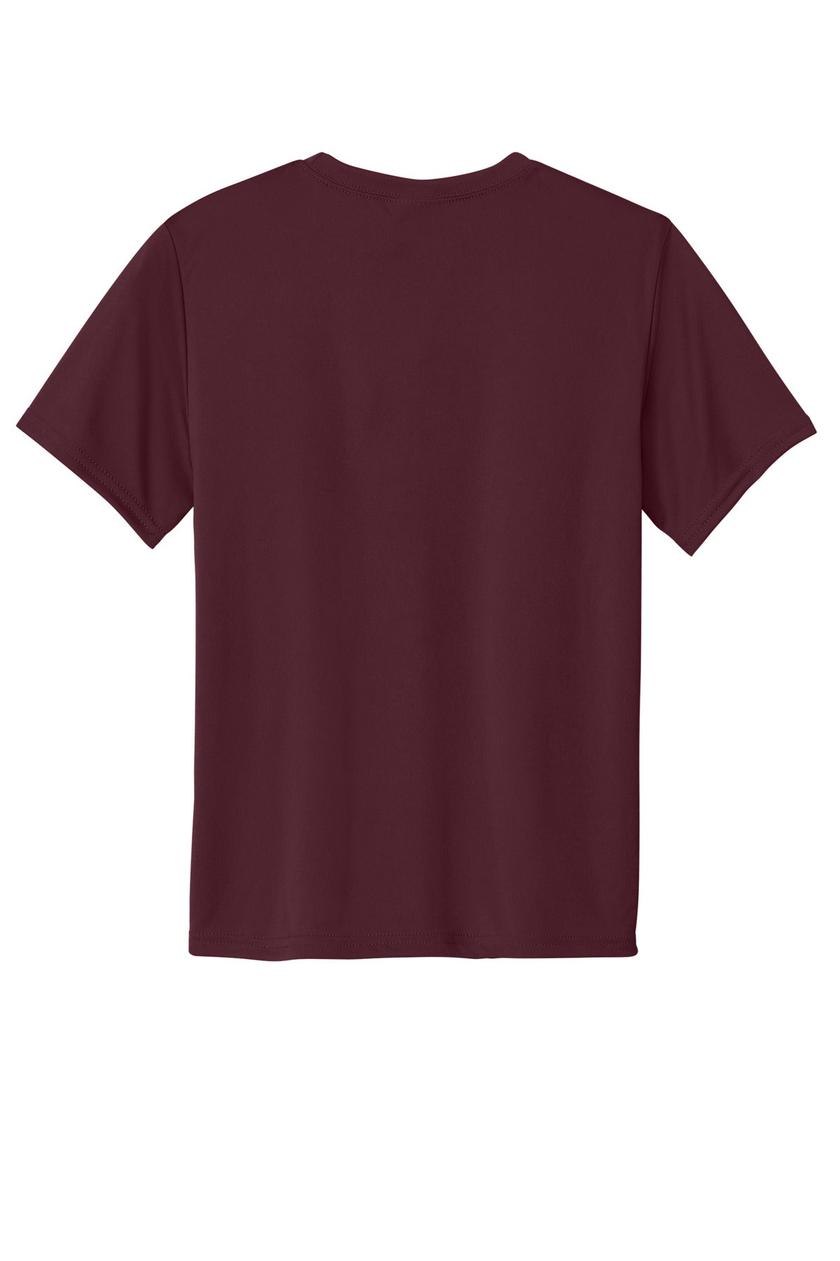 Rear View of Ath Maroon Port & Co Youth Performance Tee. PC380Y