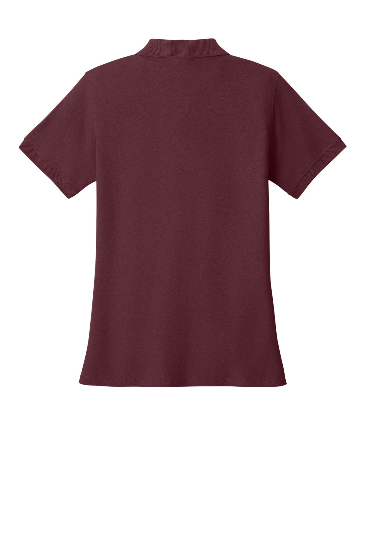 Rear View of Athl Maroon Port & Co Women's Core Blend Pique Polo. LKP155