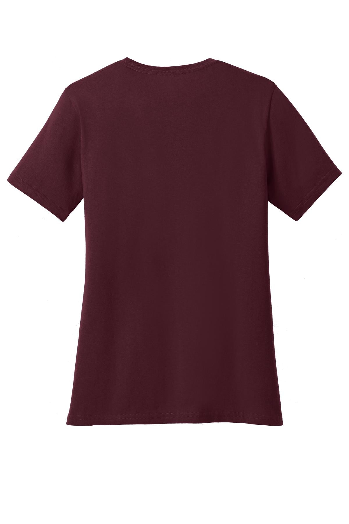 Rear View of Athl Maroon Port & Co Women's Core Cotton Tee. LPC54