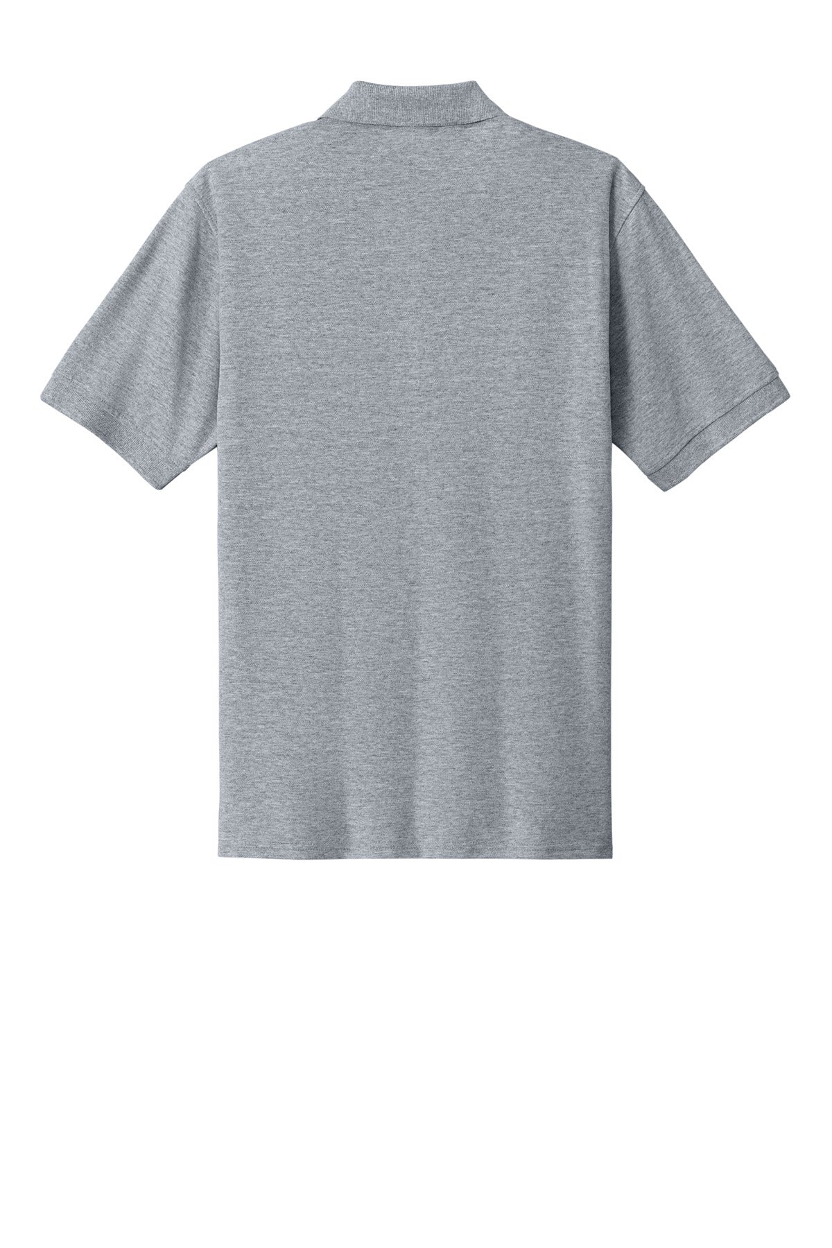Rear View of Athletic Hthr Port & Co Core Blend Pique Polo. KP155