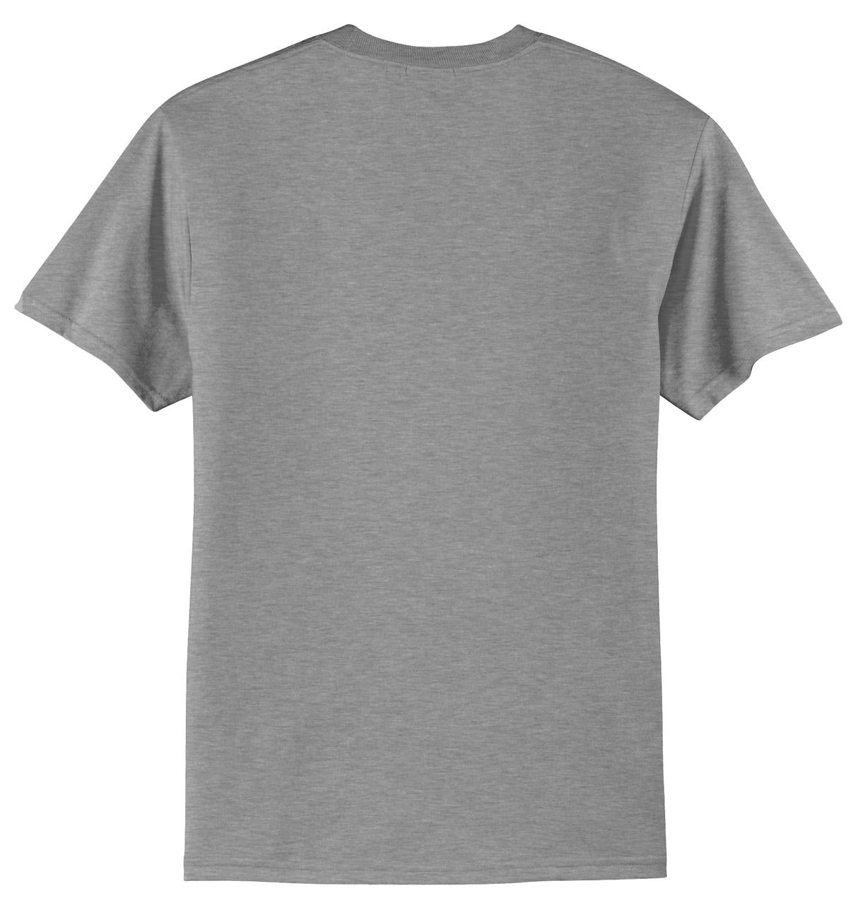 Rear View of Athletic Hthr Port & Co Core Blend Tee. PC55