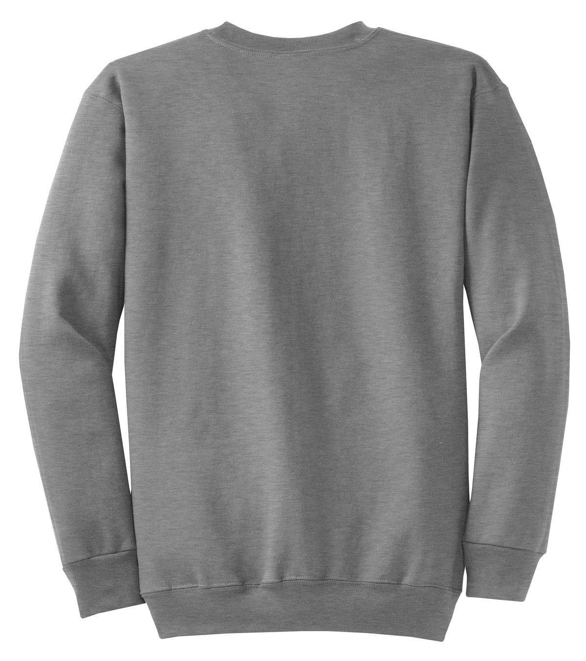 Rear View of Athletic Hthr Port & Co Core Fleece Crewneck Sweatshirt. PC78
