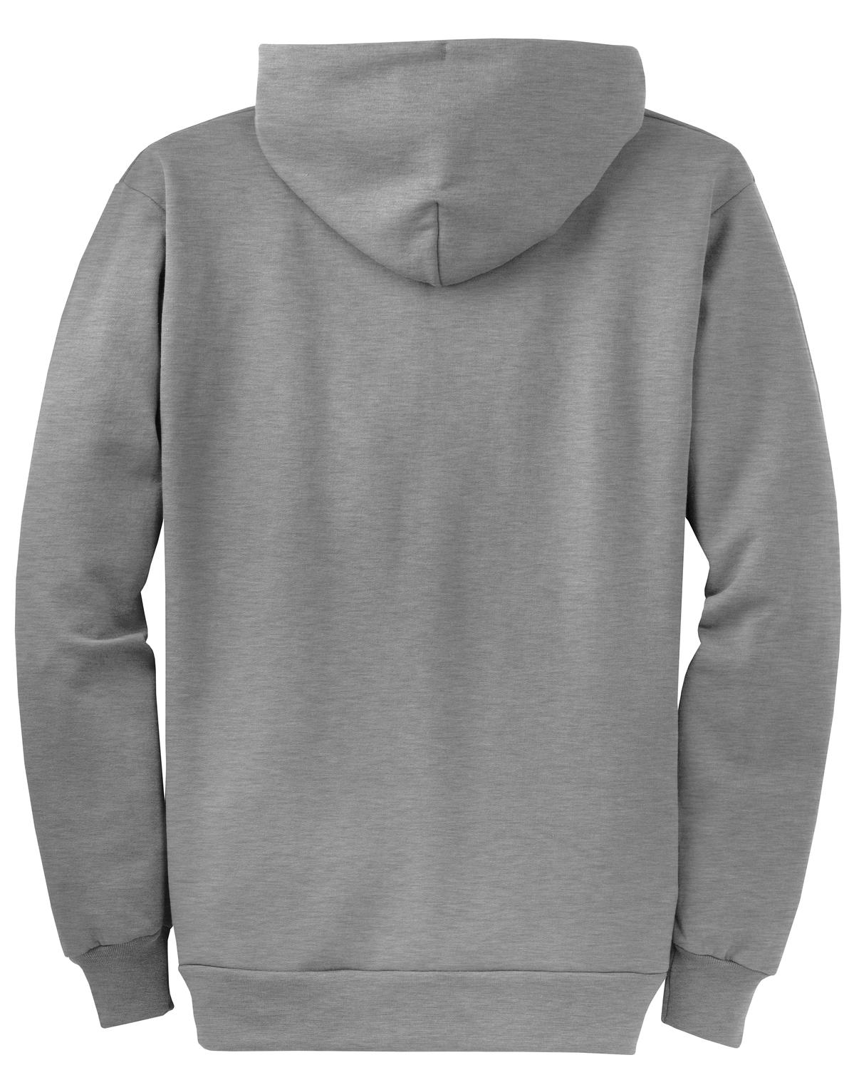 Rear View of Athletic Hthr Port & Co Core Fleece Full-Zip Hooded Sweatshirt. PC78ZH