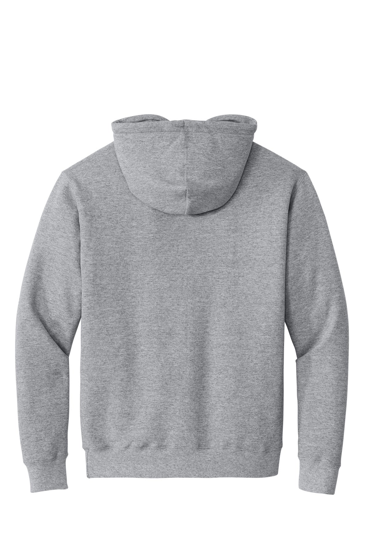 Rear View of Athletic Hthr Port & Co Essential Fleece Pullover Hooded Sweatshirt. PC90H