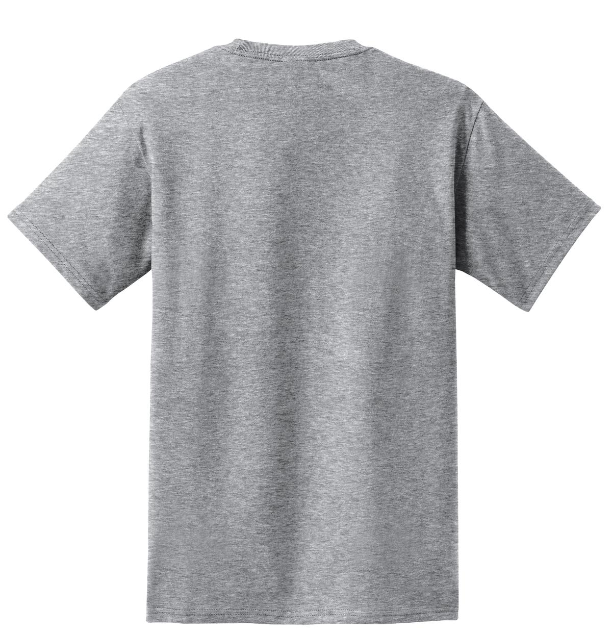 Rear View of Athletic Hthr Port & Co Essential Pocket Tee. PC61P