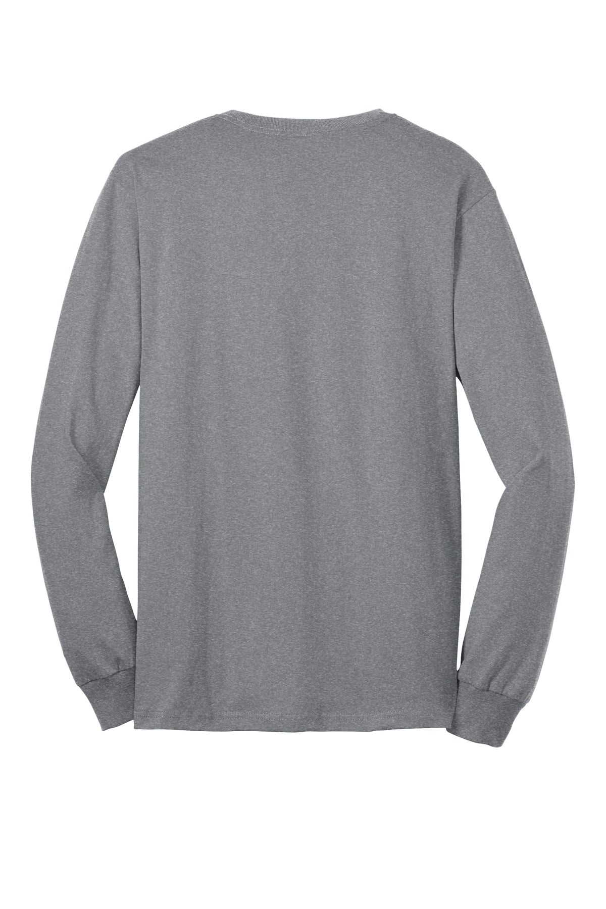 Rear View of Athletic Hthr Port & Co Long Sleeve Core Blend Tee. PC55LS