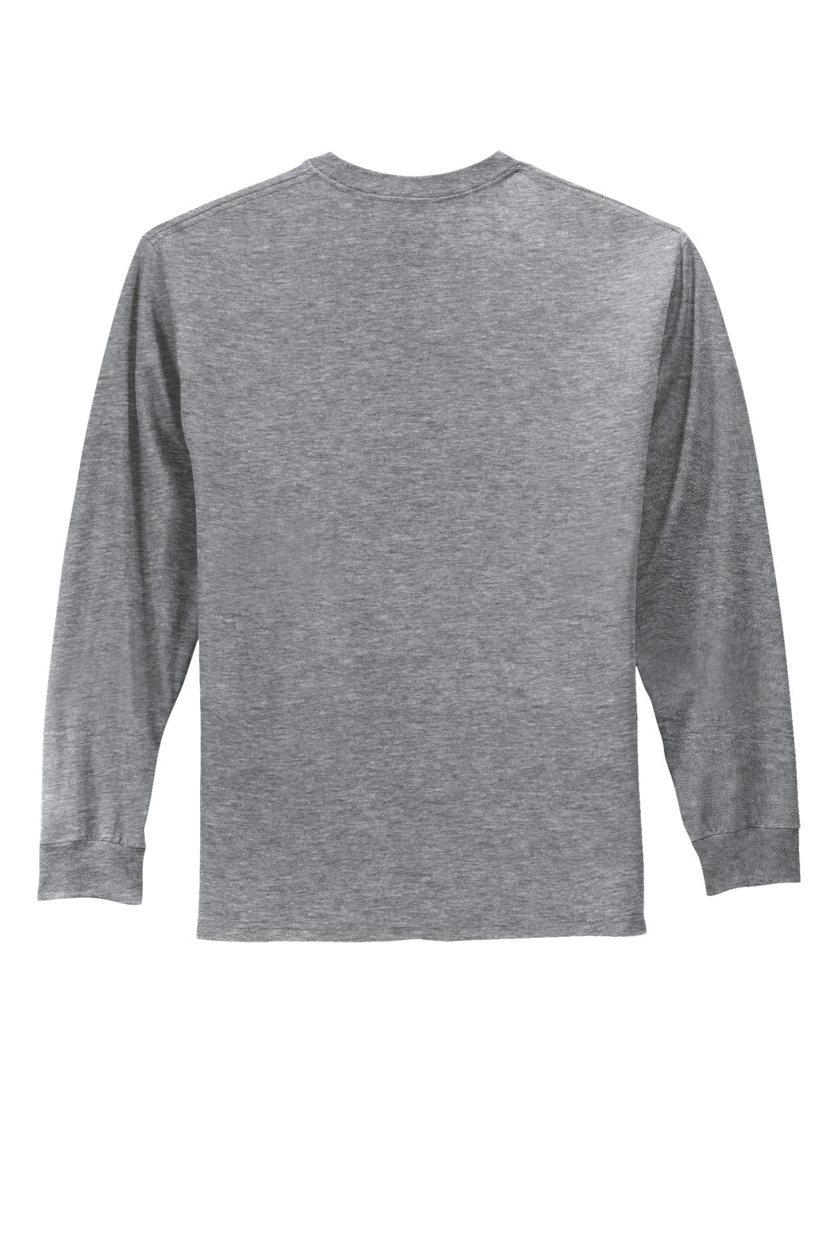 Rear View of Athletic Hthr Port & Co Long Sleeve Essential Tee. PC61LS