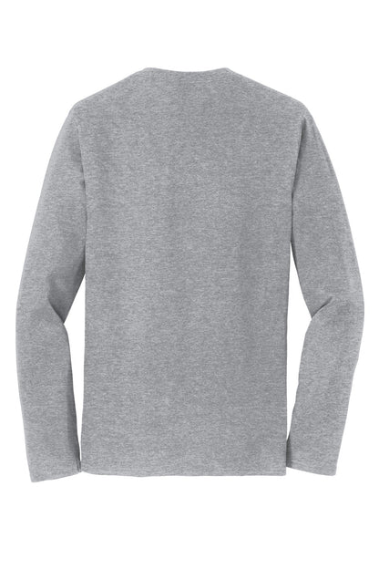 Rear View of Athletic Hthr Port & Co Long Sleeve Fan Favorite Tee. PC450LS