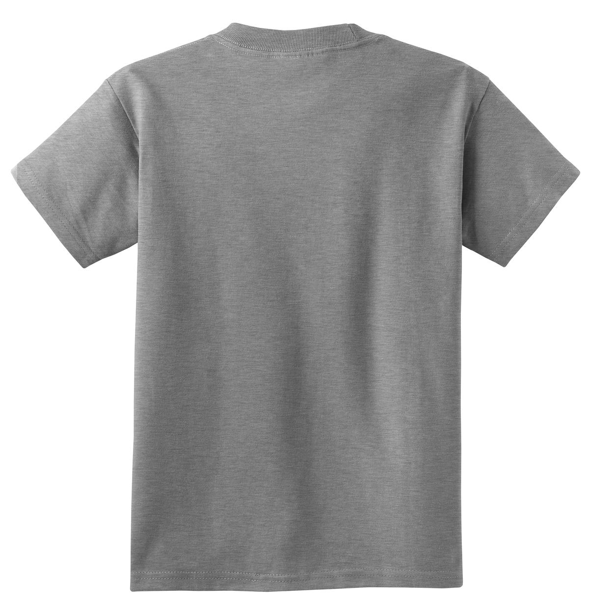 Rear View of Athletic Hthr Port & Co Youth Essential Tee. PC61Y