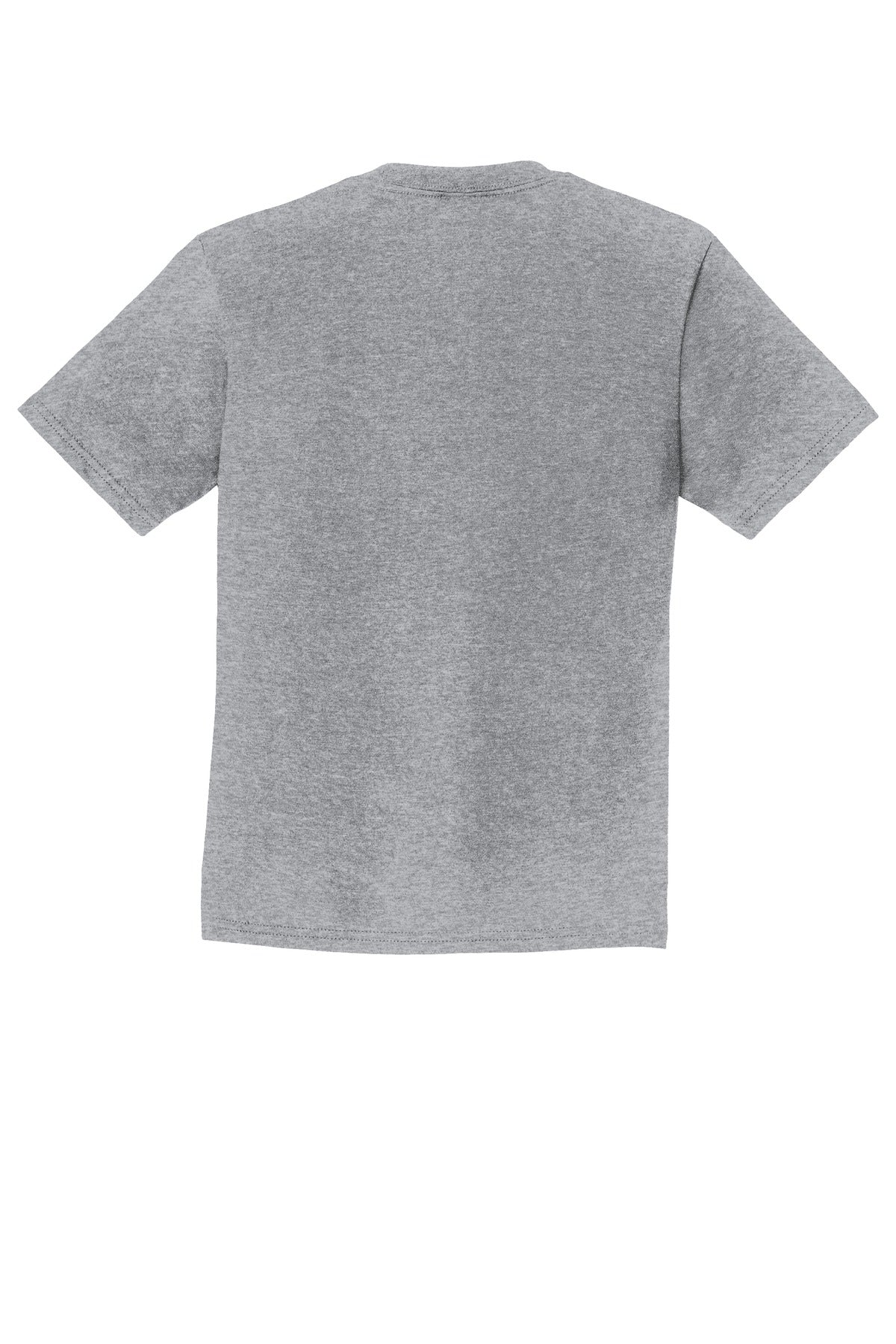 Rear View of Athletic Hthr Port & Co Youth Fan Favorite Tee. PC450Y