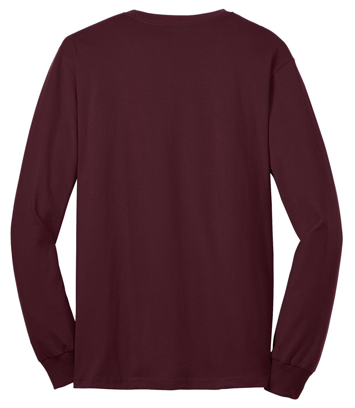 Rear View of Athletic Marn Port & Co Long Sleeve Core Blend Tee. PC55LS