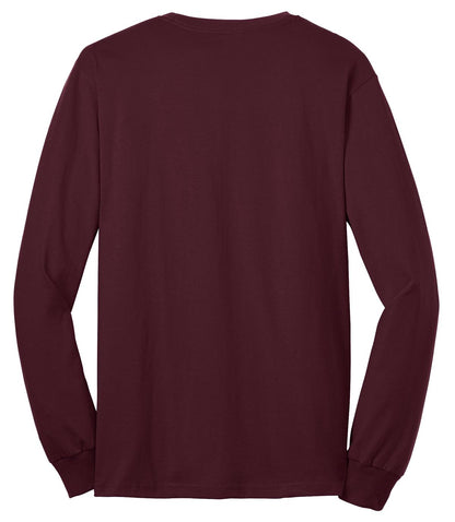 Rear View of Athletic Marn Port & Co Long Sleeve Core Blend Tee. PC55LS