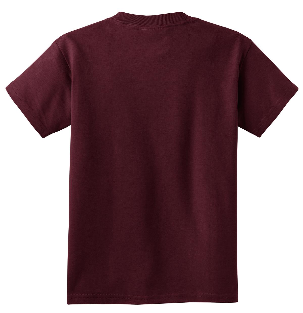 Rear View of Athletic Mrn Port & Co Youth Essential Tee. PC61Y