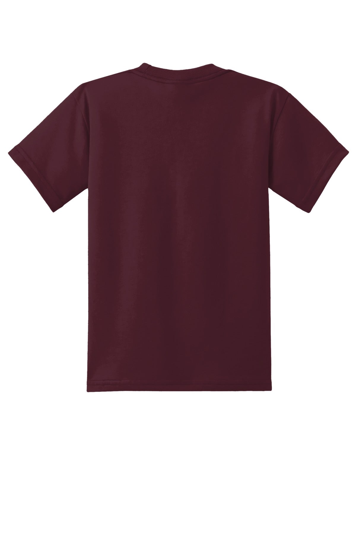 Rear View of Athletic Mroon Port & Co Youth Core Blend Tee. PC55Y