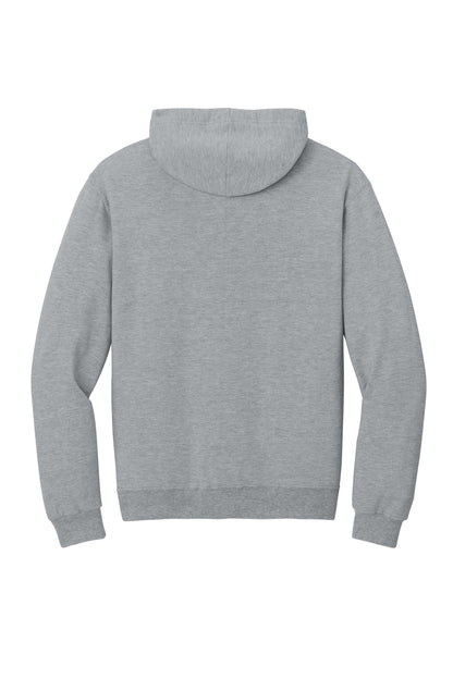 Rear View of AthlHthr Jerzees Ultimate Unisex CVC Ring Spun Hooded Sweatshirt IC49M