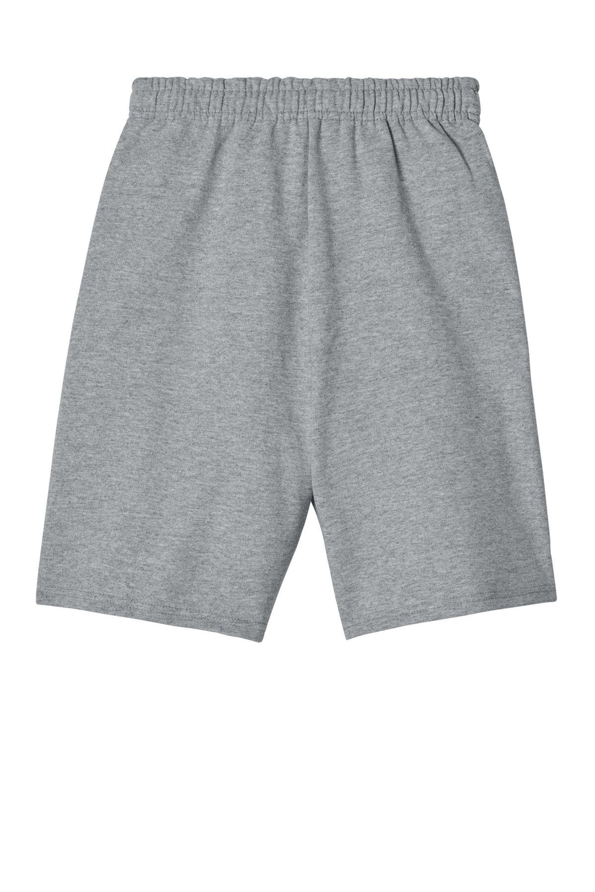 Rear View of AthlHthr Jerzees Unisex NuBlend Pocketed Sweat Short 978MP