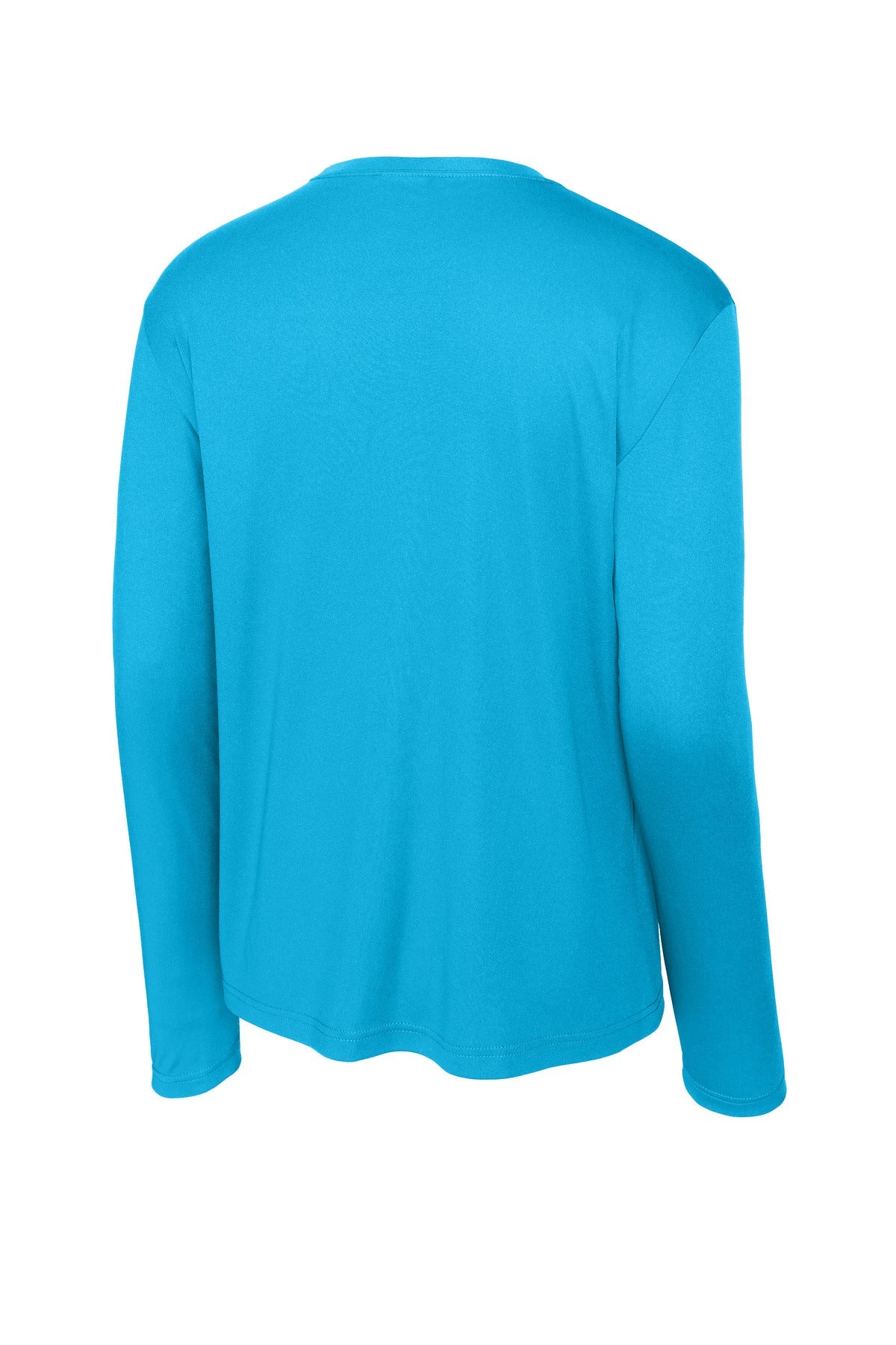 Rear View of Atomic Blue Sport-Tek Long Sleeve PosiCharge Competitor Tee. ST350LS