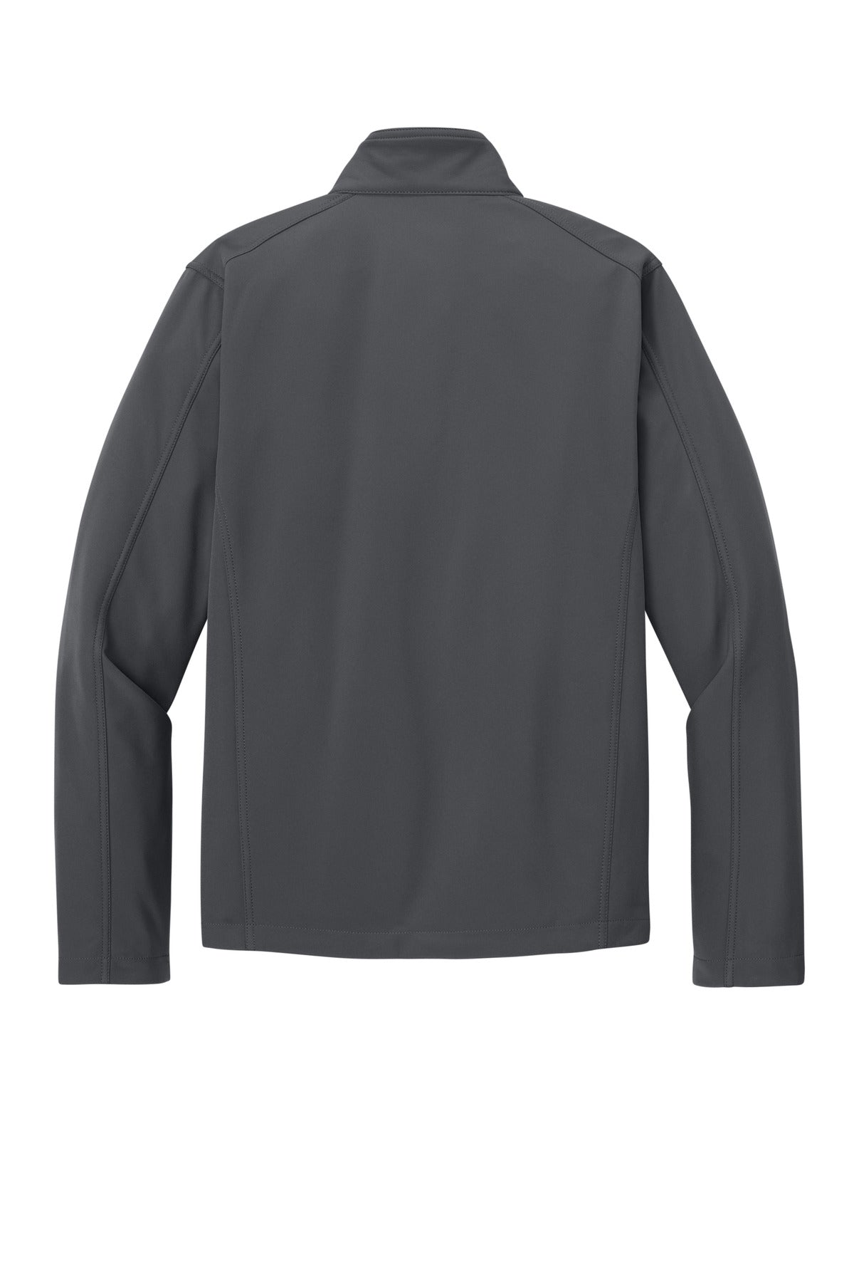 Rear View of Battleship Gry Port Authority Core Soft Shell Jacket. J317