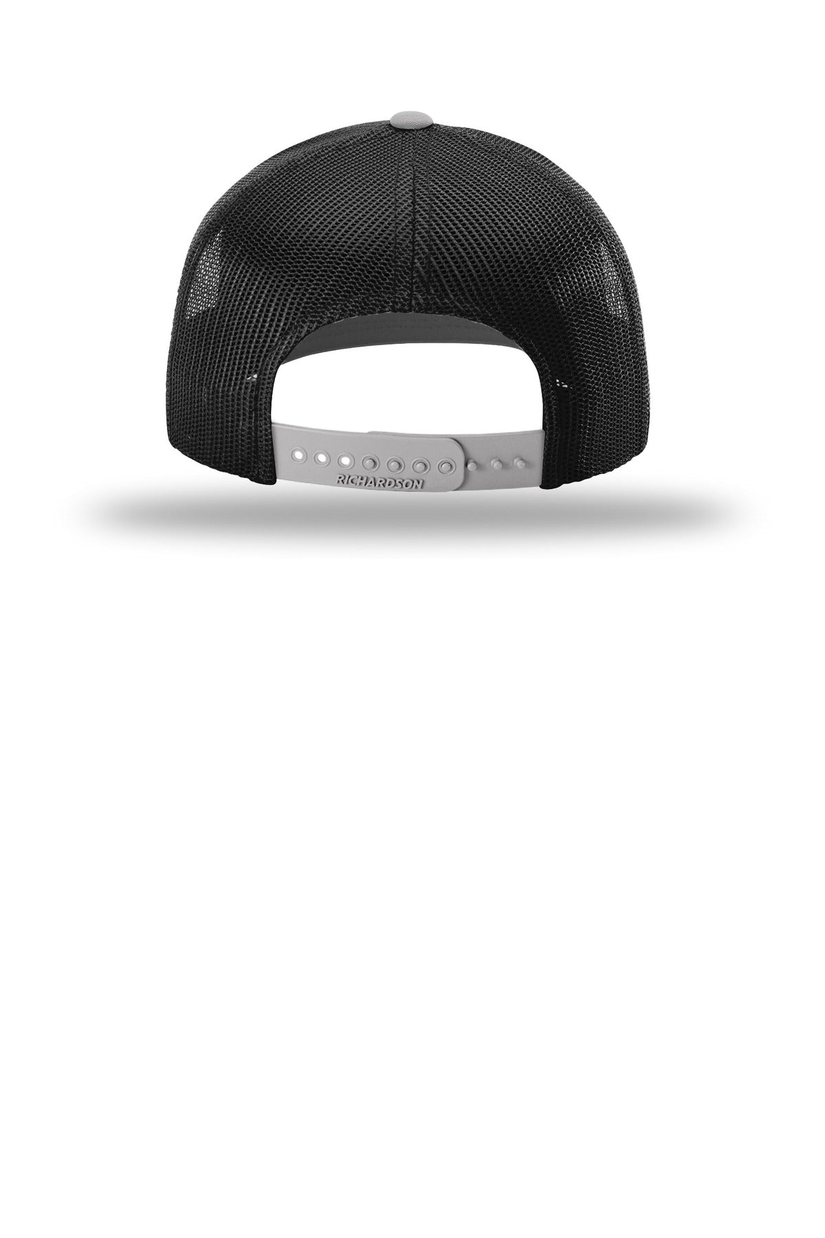 Rear View of Bk/Bk/LtGy Richardson Trucker Cap 112