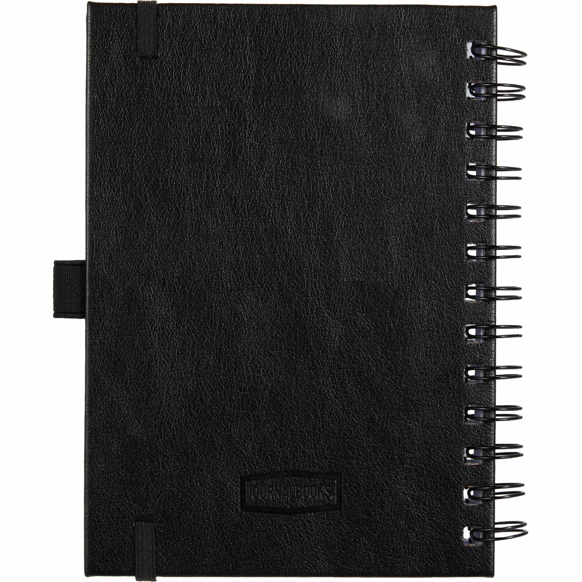 Rear View of Black 5” x 7” FSC® Recycled Morano Spiral Journal plain