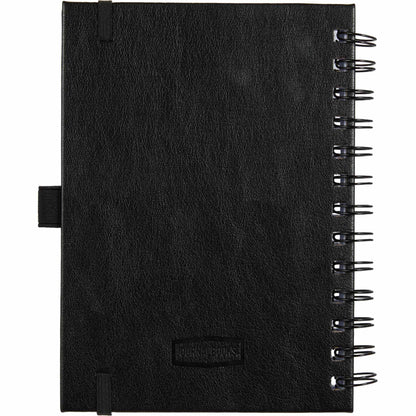 Rear View of Black 5” x 7” FSC® Recycled Morano Spiral Journal plain