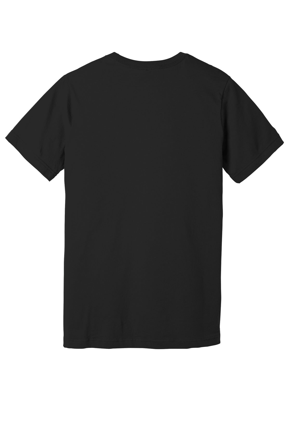 Rear View of Black BELLA+CANVAS Unisex Jersey Short Sleeve Tee. BC3001