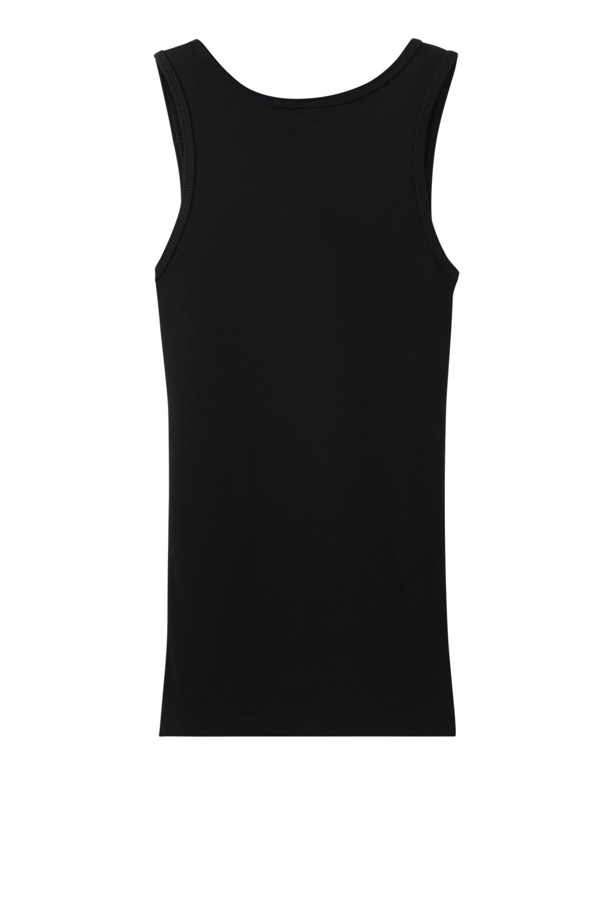 Rear View of Black BELLA+CANVAS Women's Baby Rib Tank BC1080